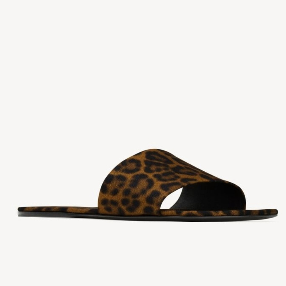 NWT $800 SAINT LAURENT Carlyle Slides in Leopard Grosgrain 8 B / 38 EU - Picture 3 of 13